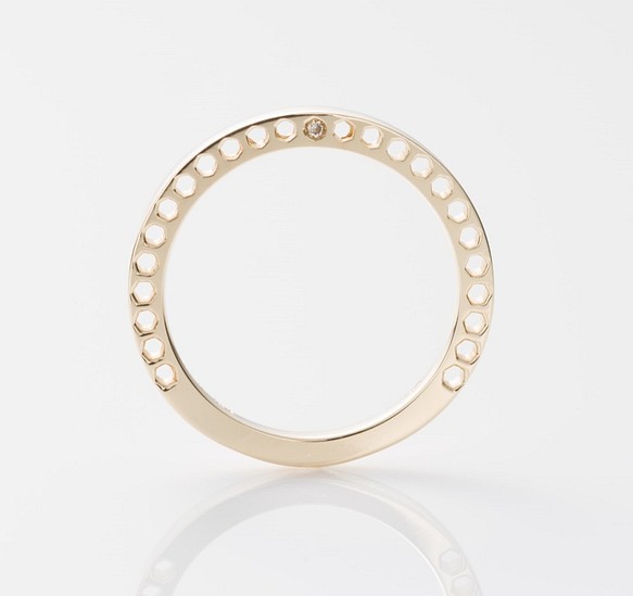 K10YG ハニカム Diamond Ring #7.0～11.0 Dia 0.01ct 1枚目の画像
