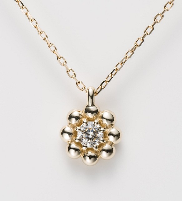 K10YG ドーナッツ ”ポンデリング“ Diamond Pendant 40.0cm Dia 0.10ct