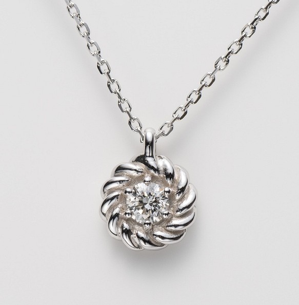 K10WG ドーナッツ ”フレンチクルーラー“ Diamond Pendant 40.0cm Dia 0.10ct