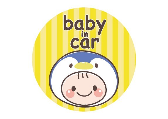 baby in car マグネット（キグルミ ペンギン）【セミオーダー可】 1枚目の画像
