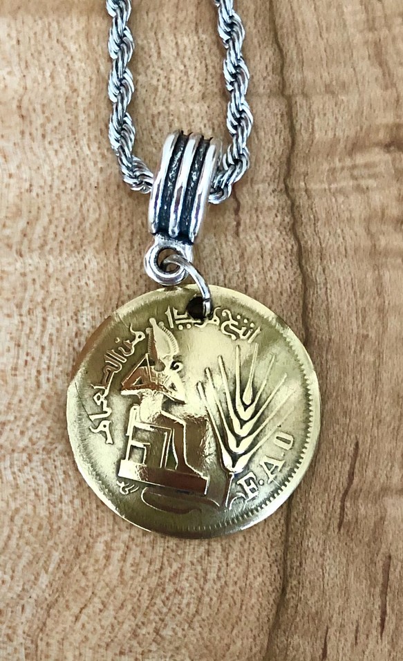 送料無料＊ エジプト真鍮 硬貨 コイン ペンダントネックレス 60cm