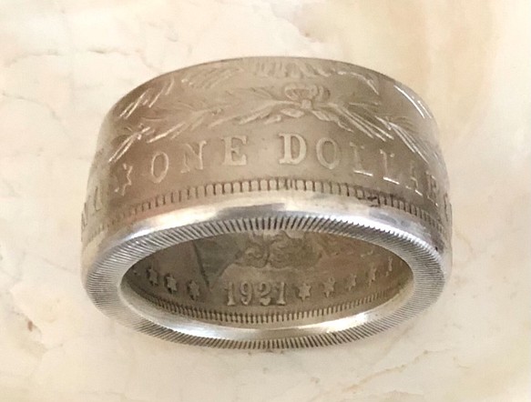 アメリカ モルガン1ダラー 1921年 90％銀硬貨 コインリング 23号 指輪 