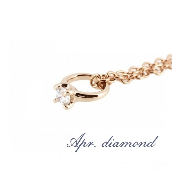 【レーザー刻印可能】4月ダイヤモンド 316L ベビーリング ネックレス ピンクゴールド 1枚目の画像