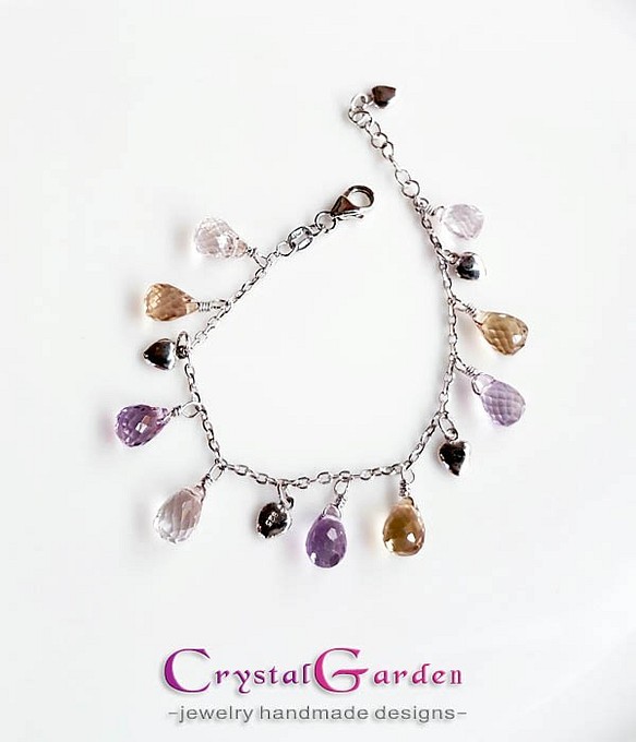 【水晶花園】紫黃晶‧925銀白K設計款手鍊 第1張的照片