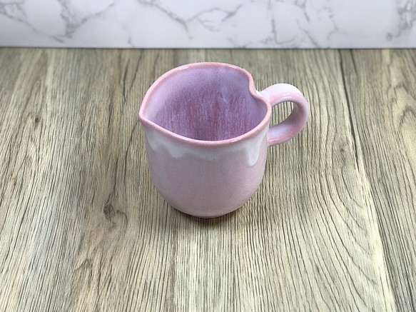 萩焼 ハート マグカップ ピンク 1枚目の画像