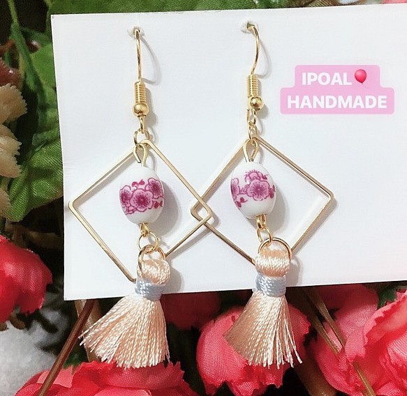 IPOAL⭐️HANDMADE  Floral & Tassels earrings 第1張的照片