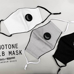 夏マスク☀︎エアーバルブ付き排気する布マスク★涼しげモノトーンMIX　スポーツマスク 薄型スッキリ3色 1枚目の画像