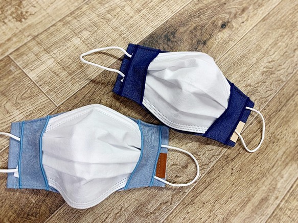 2WAY　不織布マスクをおしゃれにするマスクカバー　日本製うるおいガーゼで敏感肌も安心　ふんわり紐付き　MS2105 1枚目の画像