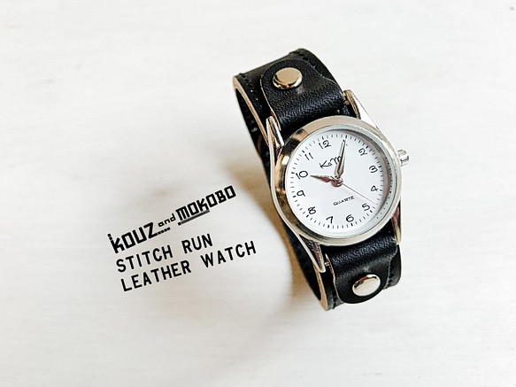 【送料無料】毎日つけていたくなる時計「ステッチラン 腕時計」受注生産（SRW-KKK-KS） 1枚目の画像