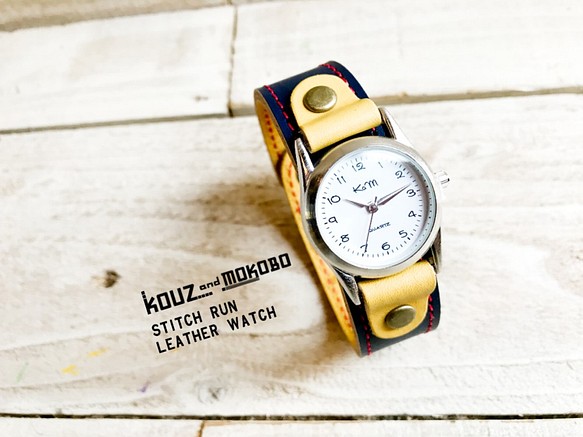 【送料無料】毎日つけていたくなる時計「ステッチラン 腕時計」受注生産（SRW-NYY-RA） 1枚目の画像