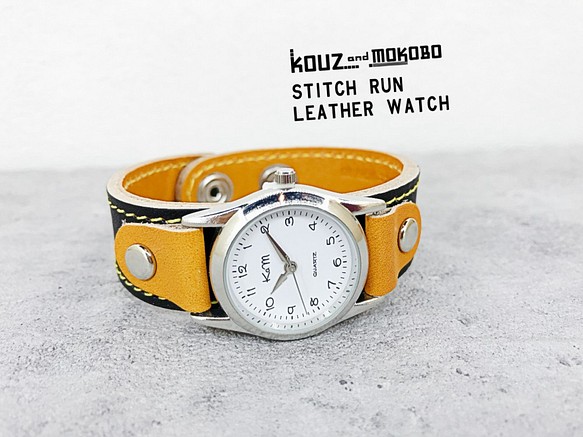 【送料無料】毎日つけていたくなる時計「ステッチラン 腕時計」受注生産（SRW-KCC-YS） 1枚目の画像