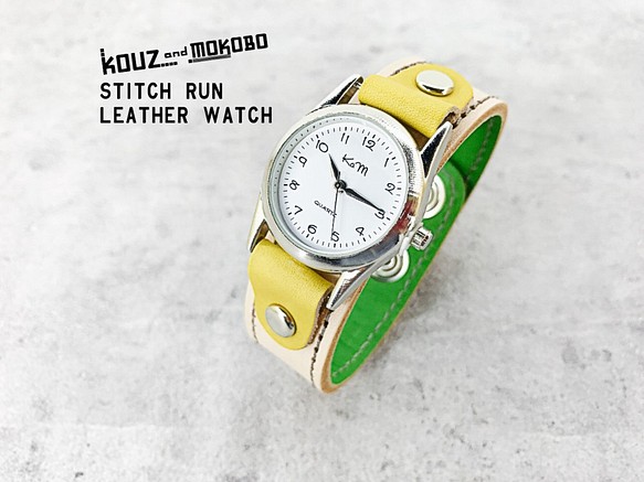 ▲STITCH Spring Urara，散步的好日子“ Stitch Run Watch”易於閱讀的錶盤（SRW-WGY-HS 第1張的照片