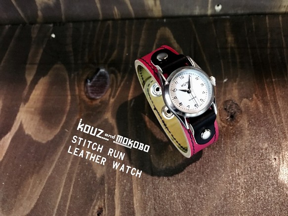 【送料無料】毎日つけていたくなる時計「ステッチラン 腕時計」受注生産（SRW-ROK-NN） 1枚目の画像