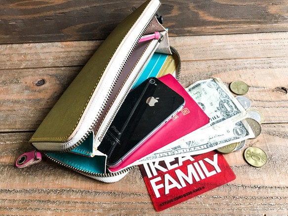 [免運費] 可以用來享受色彩的錢包！ “圓形拉鍊錢包”智能手機也可以！定制（RZW-OORT-HTP-C）Ⅲ 第1張的照片
