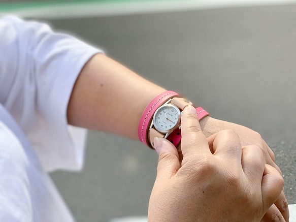 ▲ROLL 上手に使いたいドキドキ♡ピンク＂ロールアップ 腕時計＂くるくる巻き（RUW-PPWW-W） 1枚目の画像