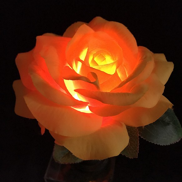 バラ 薔薇 大輪 ローズ アンティーク調ライト 間接照明 ランプ フラワーライト 1枚目の画像