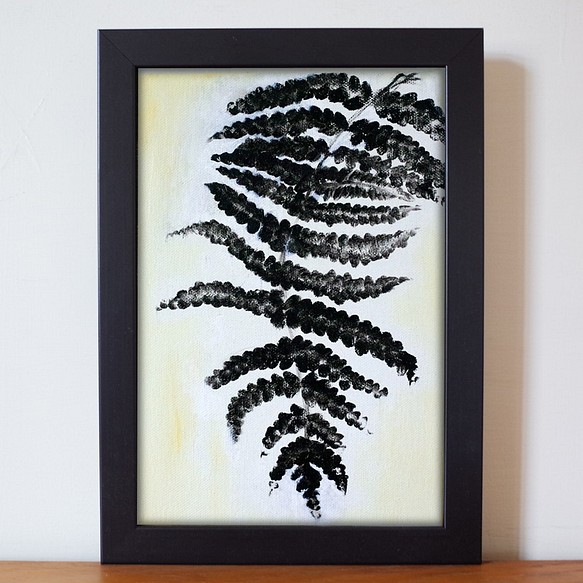 植物#150 植物拓印 蕨 油畫 F1號 含框尺寸約26*19cm 第1張的照片