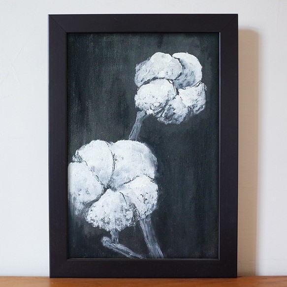 植物#173 棉花 油畫 F1號 含框尺寸約26*19cm 第1張的照片