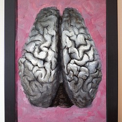 脳 油画 油彩 Fサイズ 2号 額縁付きサイズ約28.8*20.2cm 1枚目の画像