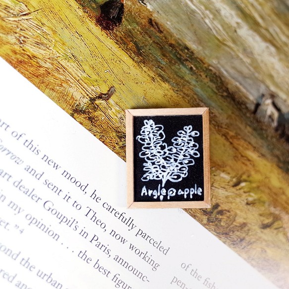 植物#96 銀葉桉 圓葉尤加利 手繪 木框 迷你畫 胸針 別針 第1張的照片