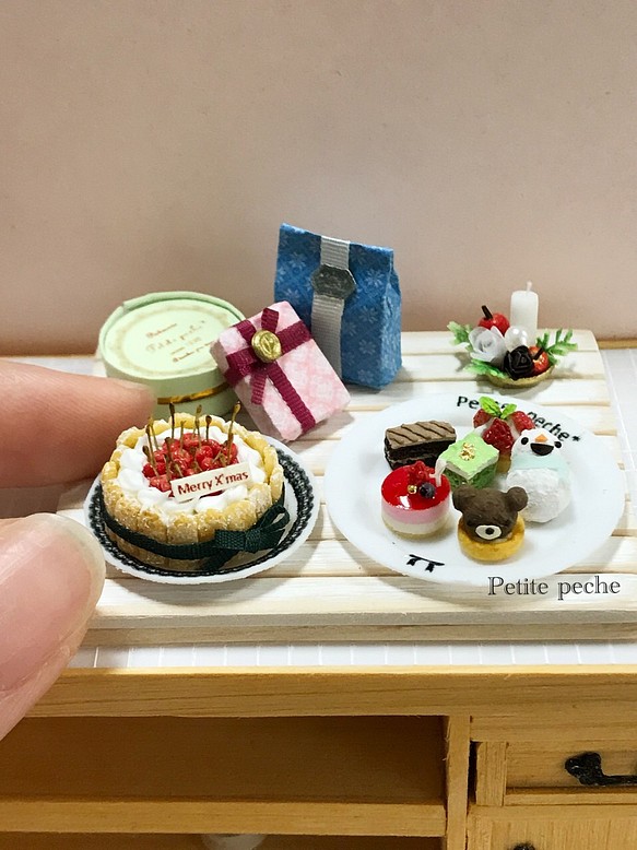 ケーキいっぱい＊ミニチュアクリスマス パーティー その他置物 Petite