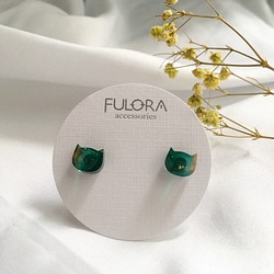 《Fulora》原創手工 秋香貓-樹脂耳環/耳夾 第1張的照片