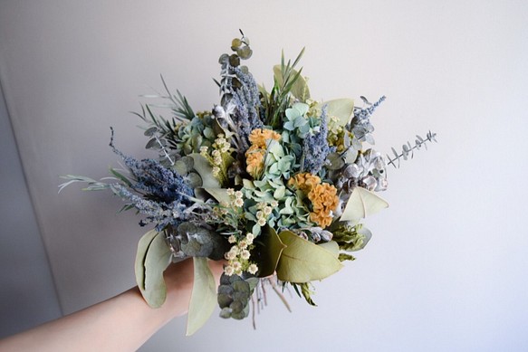 Dry flower mini bouquet & Boutonnière ~something blue ~ 1枚目の画像