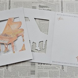 ベヒシュタイン風ピアノ☆開きメッセージカード 1枚目の画像