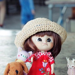 Minimuichan（MMC）の女の子、Holalaはサイズを着用できます。手編みの紙キャップ 1枚目の画像
