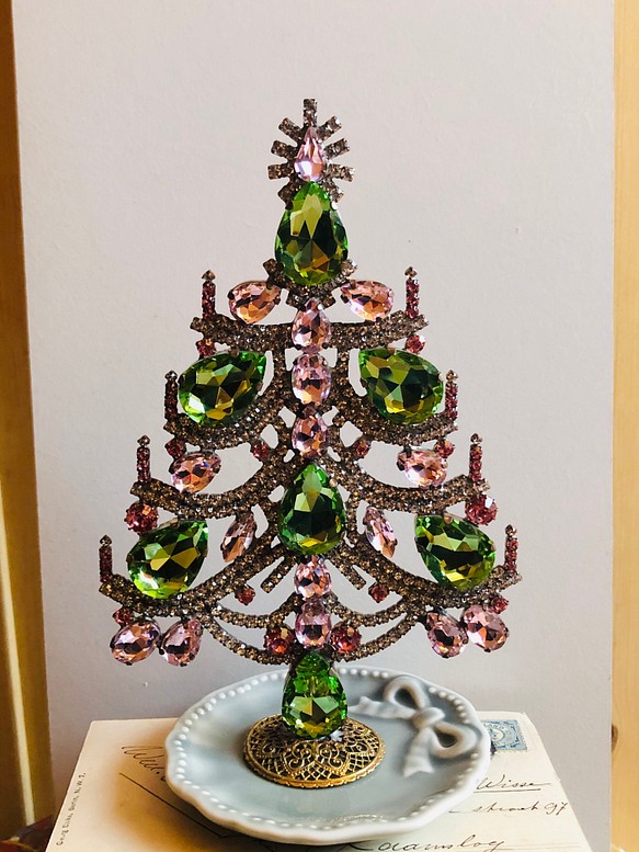 30cm特大/Bijoux刻印付/チェコガラス/クリスマスツリー/P302/卓上 ...