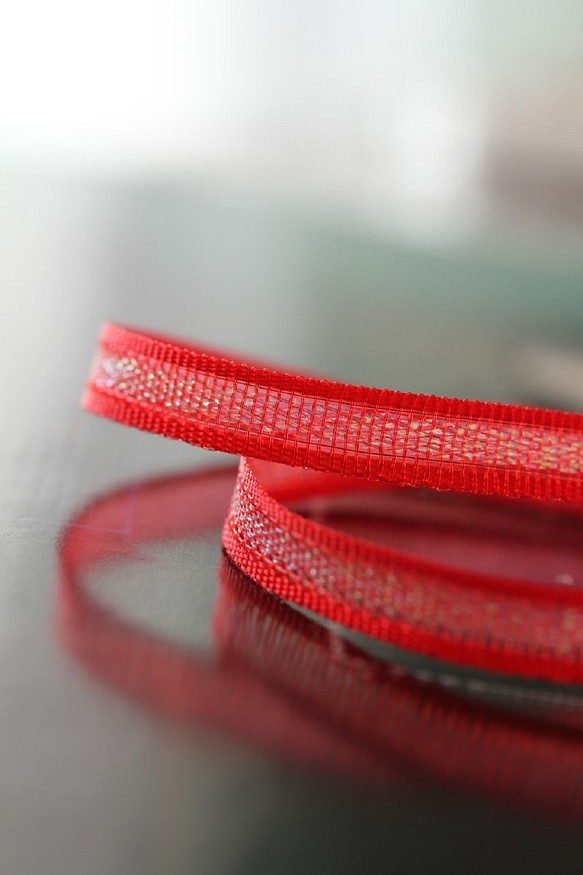 法國製造的特製緞帶·紅色5毫米寬 第1張的照片