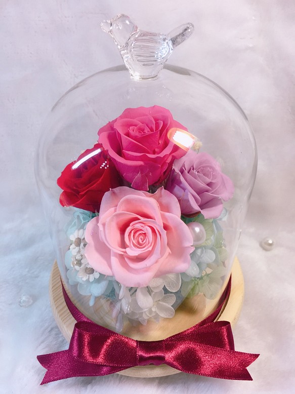 玫瑰浪漫玻璃罩 第1張的照片