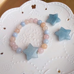 小星願-海藍寶星星、摩根石手珠 第1張的照片