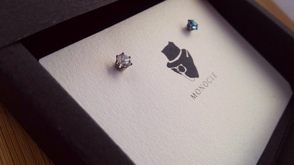 水鑽耳飾<冰晶藍>_奧地利進口水晶鑽石元素_極度簡單風 第1張的照片