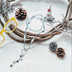 ペールカラー　メガネチェーン&メガネホルダー　リーフ　眼鏡　グラスコード　クリスマス　プレゼント　ギフト　ラッピング　 1枚目の画像