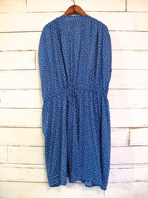 80lawn cotton rayon dot cache-coeur one-piece：BLUE emmanuelfranca