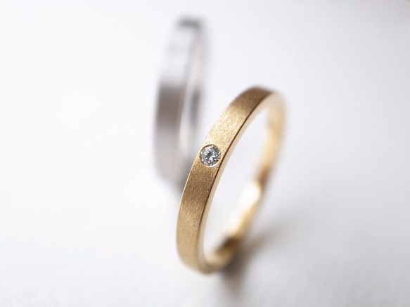 【pairing】K18YG Diamond・Pt900/thin ring 第1張的照片