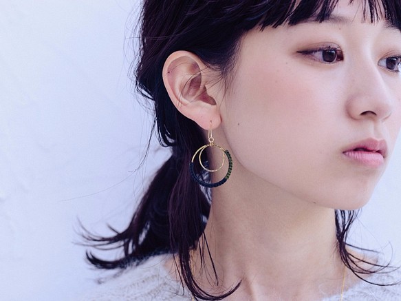 《niruc×KnottWorks》Brass/Double Ring Earrings×3colors 第1張的照片