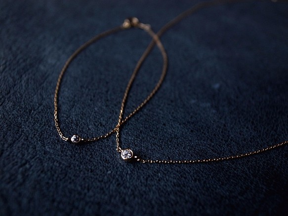 【set item】K18YG Diamond/2.5＆1.8 necklace＆bracelet 第1張的照片