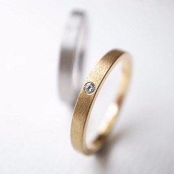 【pairing】K18YG Diamond・silver950/thin ring 第1張的照片