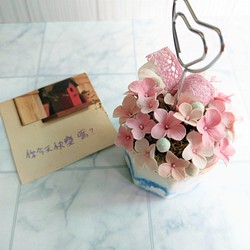 春天細語-日本輕黏土花卉擴香石盆花(粉色款) 第1張的照片