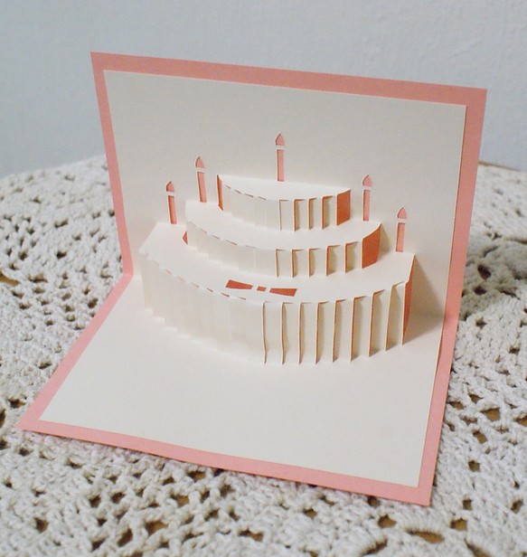 [包含郵費]生日/蛋糕粉紅色彈出卡 第1張的照片