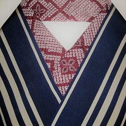 【新品】正絹絞り半衿(小豆色) Ｇ   三つ折り縫い始末 1枚目の画像