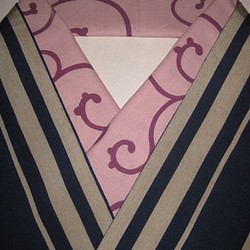 新品･綿半衿(唐草)　春 夏半衿 くすみピンク　三つ折り縫い始末 オールシーズン 1枚目の画像