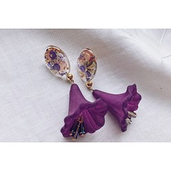 一支花 / 迷情紫  樹脂藝術乾燥花垂墜式耳環 （可改夾式） 第1張的照片