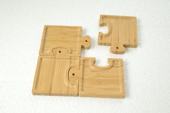 竹製パズル豆皿(4枚セット) 1枚目の画像
