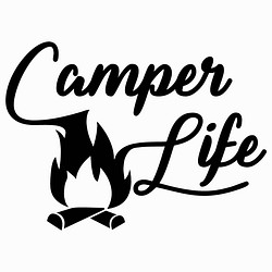 (小) カッティングシート camper キャンパー 焚き火 炎 ステッカー 1枚目の画像