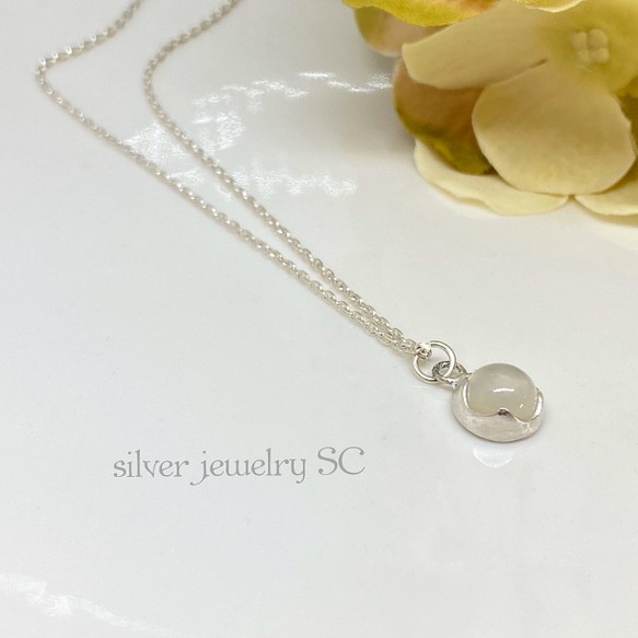 ムーンストーン一粒ネックレス silver925/シルバー ネックレス