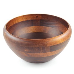 木製沙拉碗IV Φ17 x H8〞(深色) 木碗 湯碗 餐碗 凹底碗 胖碗 橡膠木 快速出貨 第1張的照片