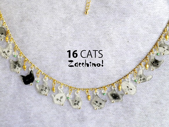 16匹の猫のネックレス 1枚目の画像